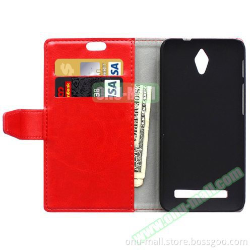 Alibaba Trade Assurance Crazy Horse Texture Leather Cover for ASUS ZenFone C Wallet Case